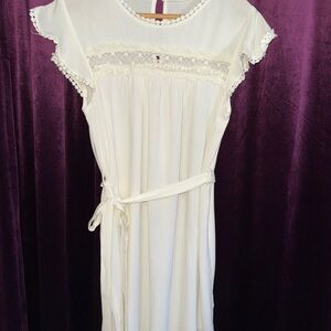 EUC Elegant Cream Dress with Lace Details